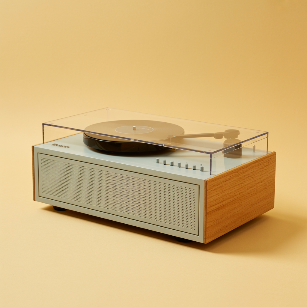 Een Braun SK4 platenspeler, als beeld voor een verhaal dat je afspeelt